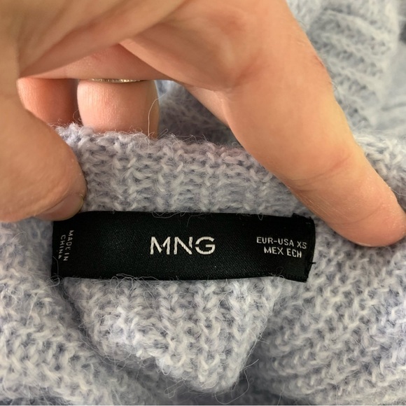 MNG Mango Mock Neck Oversized Pullover Sweater Size XS Light Lavender Ribbed - Picture 11 of 17
